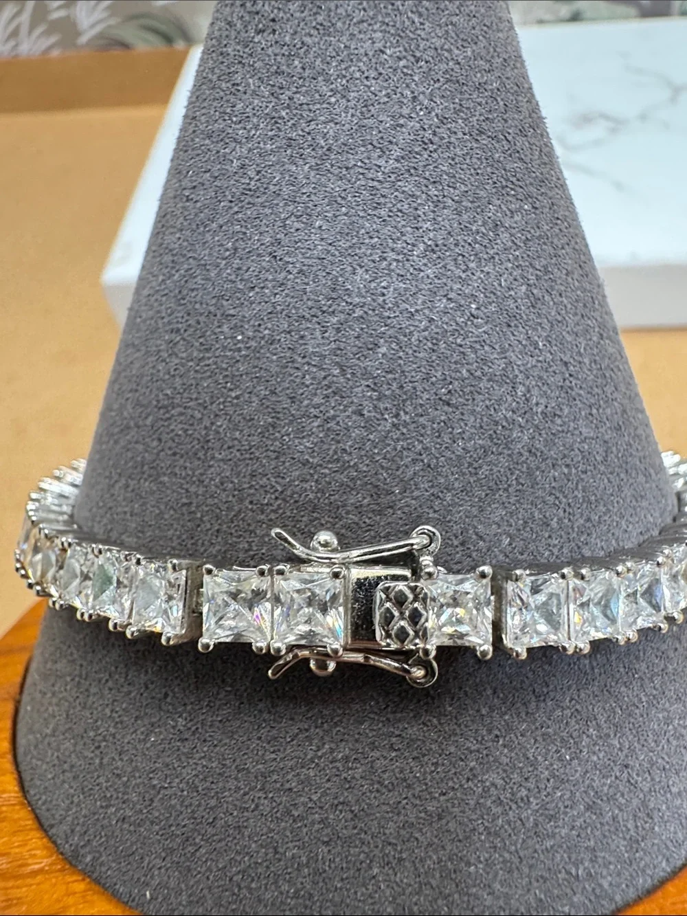 Sterling Silver Crystal Tennis Bracelet - Clear White Stones